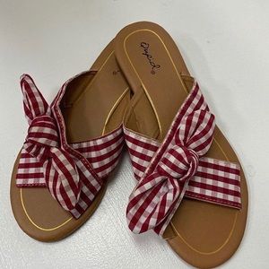 Gingham tie sandal